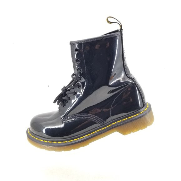 Dr. Doc Martens Womens Size 7 Black Patent Leather Combat Boots 1460W - Picture 5 of 8